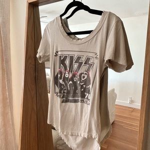 Off the shoulder cream, graphic tee, bought from Vici dolls, kiss